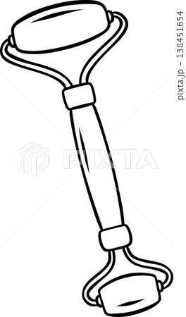 Gua sha massager, simple black and white icon in doodle and sketch style. Hand-drawn skincare tool for beauty branding or spa menus 138451654