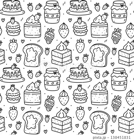 Cute seamless pattern with desserts 138451831