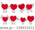 Set of Red cute heart character cartoon different poses vector set for design. 138452012