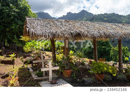Ancient cemetery in Atuona, Hiva Oa, French Polynesia, Marquesas Islands 138452188
