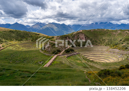 Inca agricultural terraces at Moray in the Sacred Valley, Peru Inca agricultural terraces at Moray in the Sacred Valley, Peru 138452206