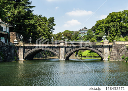 Building view of the Seimon Ishibashi Bridge at Kokyo Gaien in Chiyoda, Tokyo, Japan, which leads to the main gate of the Imperial Palace (Kokyo). 138452271