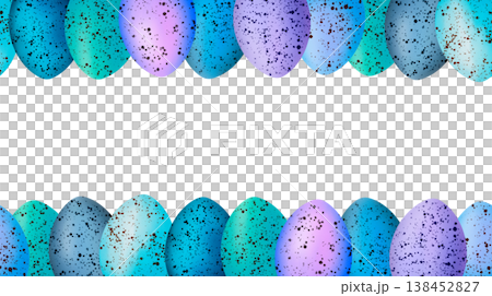 Easter colourful eggs with beautiful splashes. Horizontal seamless border. Watercolor Easter colourful eggs with beautiful splashes. Horizontal seamless border. Watercolor 138452827
