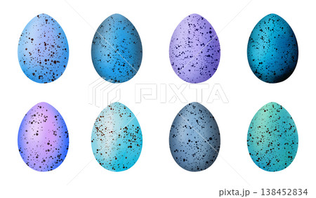 Easter colourful eggs with splashes set, clip art . Watercolor 138452834