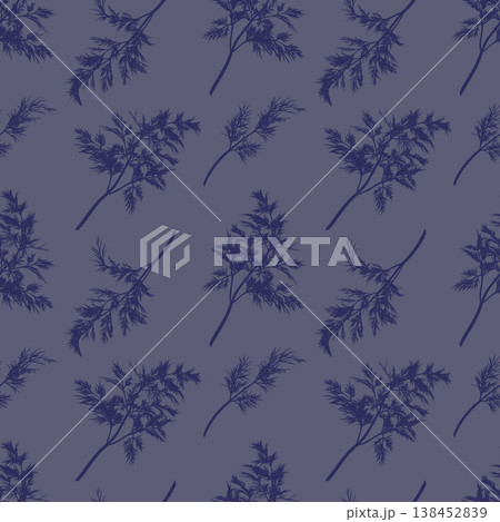 Dill plant. Monochrome botanical seamless pattern 138452839