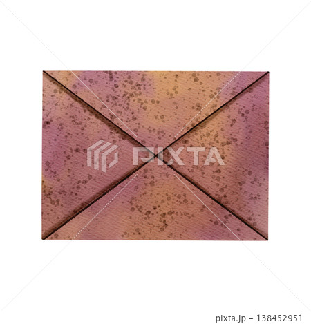 Vintage old-fashioned powdery and ocher envelope with splashes. Watercolor digital illustration Vintage old-fashioned powdery and ocher envelope with splashes. Watercolor digital illustration 138452951