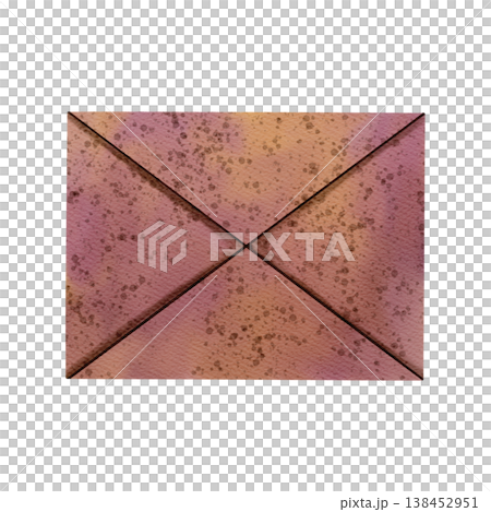 Vintage old-fashioned powdery and ocher envelope with splashes. Watercolor digital illustration Vintage old-fashioned powdery and ocher envelope with splashes. Watercolor digital illustration 138452951