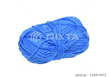 A ball of cotton yarn for knitting light summer clothes in blue. A ball of cotton yarn for knitting light summer clothes in blue. 138453672