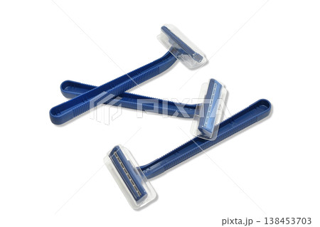 Blue disposable razors. 138453703