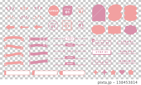 Decorative set, pink tones, speech bubble frame Decorative set, pink tones, speech bubble frame 138453814
