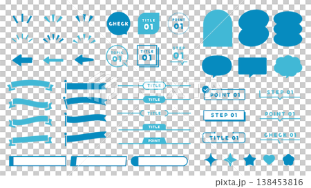 Decorative set, blue tones, speech bubble frame Decorative set, blue tones, speech bubble frame 138453816