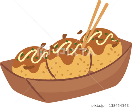 Flat Vector Takoyaki Illustration for Japanese Summer Festival 138454548