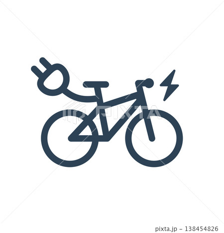 Isolated Electric City Bike Linear Vector Icon Isolated Electric City Bike Linear Vector Icon 138454826