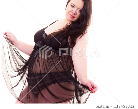 Woman plus size in lace lingerie set 138455312