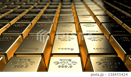 Shiny gold bullion bars. Shiny gold bullion bars. 138455424