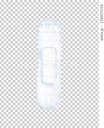Medical adhesive bandage white watercolor illustration. Hand drawn isolated clip art with light blue textured effects. Symbol of healing and care for topics on first aid, medicine and pharmaceuticals 138455528