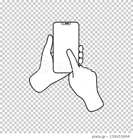 Line art illustration of tapping a smartphone Line art illustration of tapping a smartphone 138455694