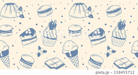 Baked goods and desserts seamless pattern Baked goods and desserts seamless pattern 138455712