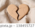 Broken heart on textile. divorce concept. 138455727