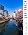 目黒川の桜とオフィスビル 138455895