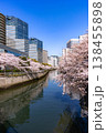 目黒川の桜とオフィスビル 138455898