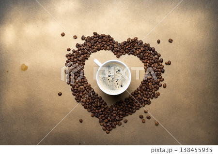 Cup of coffee with heart shape 138455935