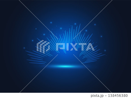 Blue digital sound wave equalizer with glowing particles. Abstract music frequency vector illustration. Blue digital sound wave equalizer with glowing particles. Abstract music frequency vector illustration. 138456380