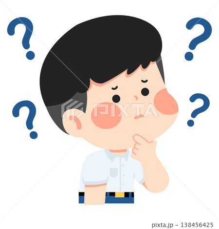 Confused boy thinking and solving problem Confused boy thinking and solving problem 138456425