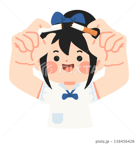 Girl student breaking cigarette for no smoking concept Girl student breaking cigarette for no smoking concept 138456426