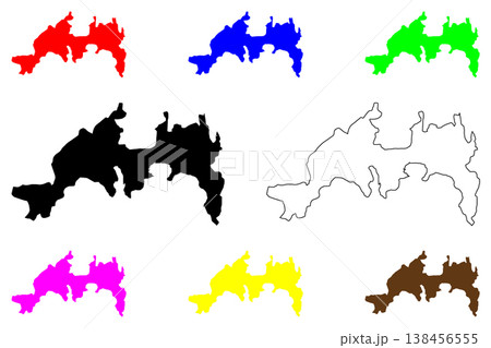 Bodrum city (Republic of Turkiye, Turkey) map vector illustration, scribble sketch Bodrum map Bodrum city (Republic of Turkiye, Turkey) map vector illustration, scribble sketch Bodrum map 138456555