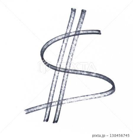 the US dollar currency symbol drawn with a black marker 138456745
