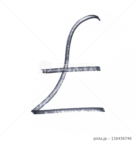 the UK pound currency symbol drawn with a black marker 138456746