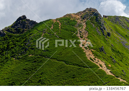 北八ヶ岳・西天狗岳から見る雲湧く東天狗岳 北八ヶ岳・西天狗岳から見る雲湧く東天狗岳 138456767