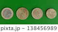 euro coins isolated on green background 138456989
