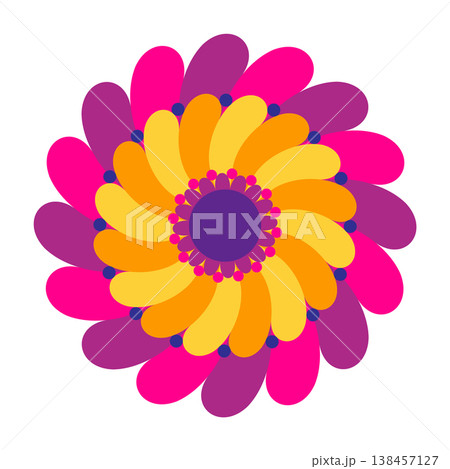 Mexican traditional flower. Ethnic embroidery decoration. Ornate folk graphic, wallpaper element. Festive mexican floral motif. Vector illustration 138457127