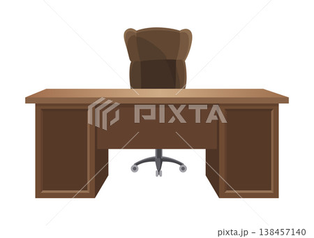 Detective office interior element. Desk with stationery for detective. Crime and criminal evidence. Vector flat style cartoon illustration isolated on white background Detective office interior element. Desk with stationery for detective. Crime and criminal evidence. Vector flat style cartoon illustration isolated on white background 138457140