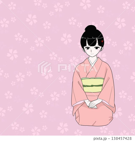 正座でおもてなしをする着物の女性(和室、礼儀) 正座でおもてなしをする着物の女性(和室、礼儀) 138457428