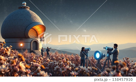 天文観測と研究・未来的な科学イメージ素材 138457910