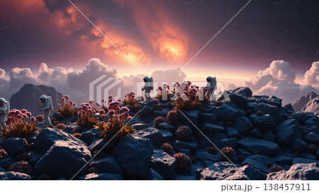 宇宙探検と異世界の風景・SFファンタジー素材 宇宙探検と異世界の風景・SFファンタジー素材 138457911