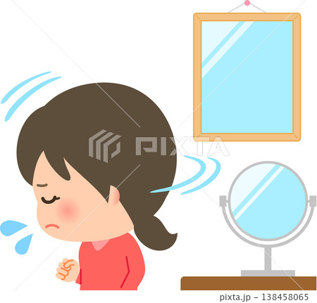 鏡から顔を背ける若い女性 138458065