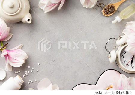 Sleep Mask Wellness Composition with Herbal Tea and Natural Remedies Sleep Mask Wellness Composition with Herbal Tea and Natural Remedies 138458360