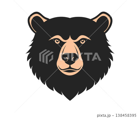 Bear head silhouette on a white background. Fierce bear head mascot Icon. Bear head silhouette on a white background. Fierce bear head mascot Icon. 138458395
