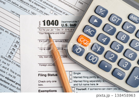 Tax form 1040 U.S. Individual Income. 138458963