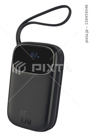 Portable power bank for charging smartphones and gadgets, on a white background with Portable power bank for charging smartphones and gadgets, on a white background with 138459346