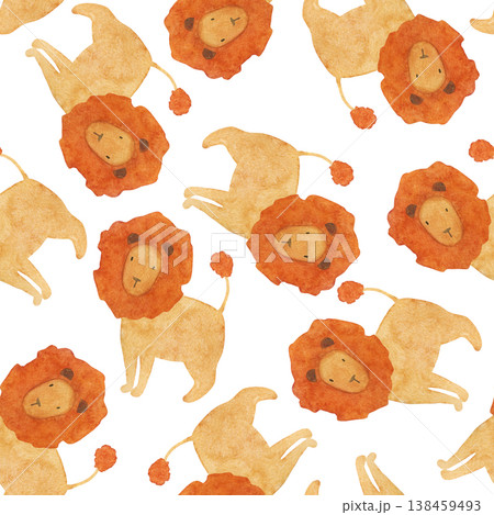 Watercolor seamless pattern with lions Watercolor seamless pattern with lions 138459493