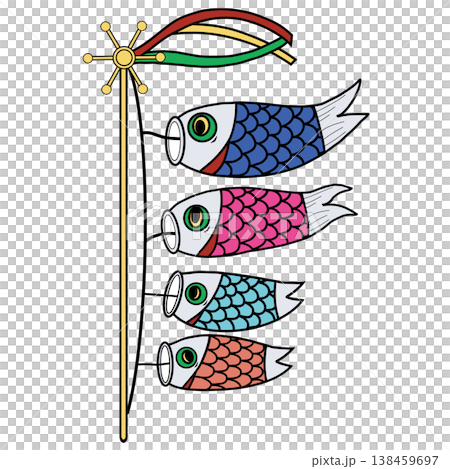 Simple transparent image of a carp streamer for a family of four. Simple transparent image of a carp streamer for a family of four. 138459697