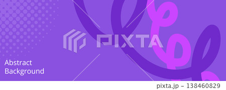 Vibrant purple abstract banner with flowing squiggles and halftone. Trendy vector background with creative fluid wavy lines Vibrant purple abstract banner with flowing squiggles and halftone. Trendy vector background with creative fluid wavy lines 138460829