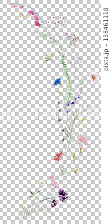 Floral bouquet with colorful watercolor wildflowers, hand drawn illustration for wedding stationery 138461118