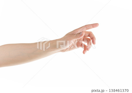 Adult man hand reaching something on isolated on white Adult man hand reaching something on isolated on white 138461370