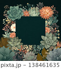 Abstract Botanical Square Collage with Floral Illustrations and Succulents 138461635